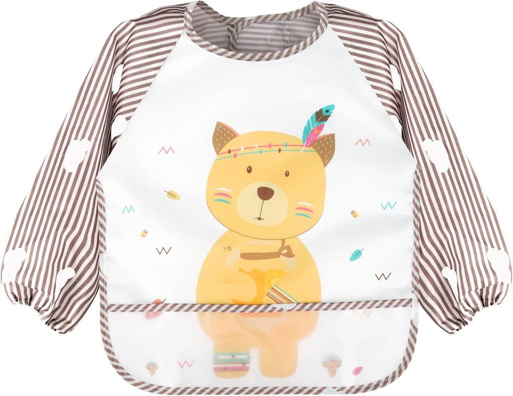 Long Sleeve Baby Bibs, Waterproof Sleeved Bibs Smock for Toddler Baby Girls Boys Eating Feeding