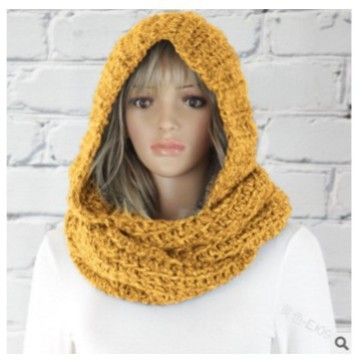 Women’s Hooded Knit Scarf – Warm Winter Wrap (Black)