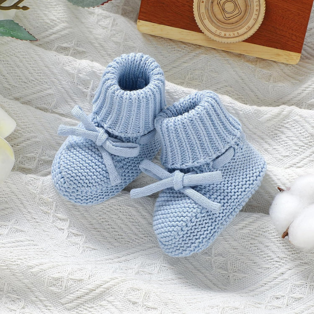 Baby Booties Newborn First Walkers Cozy Shoes Warm Knit Soft Booties for Toddler Infant Boy Girl