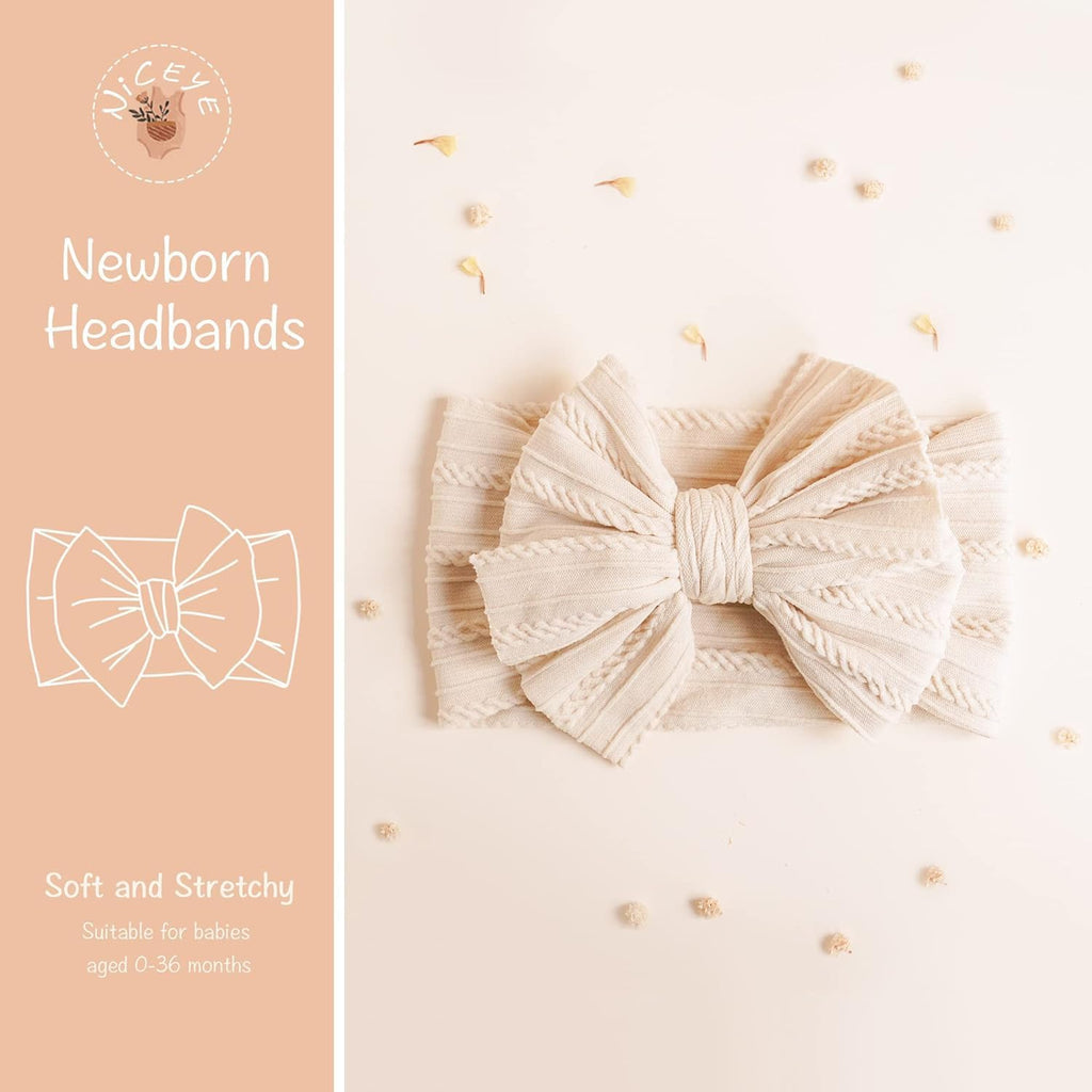 Handmade Baby Headbands Soft Stretchy Nylon Hair Bands with Bows for Newborn Infant Baby Toddler Girls