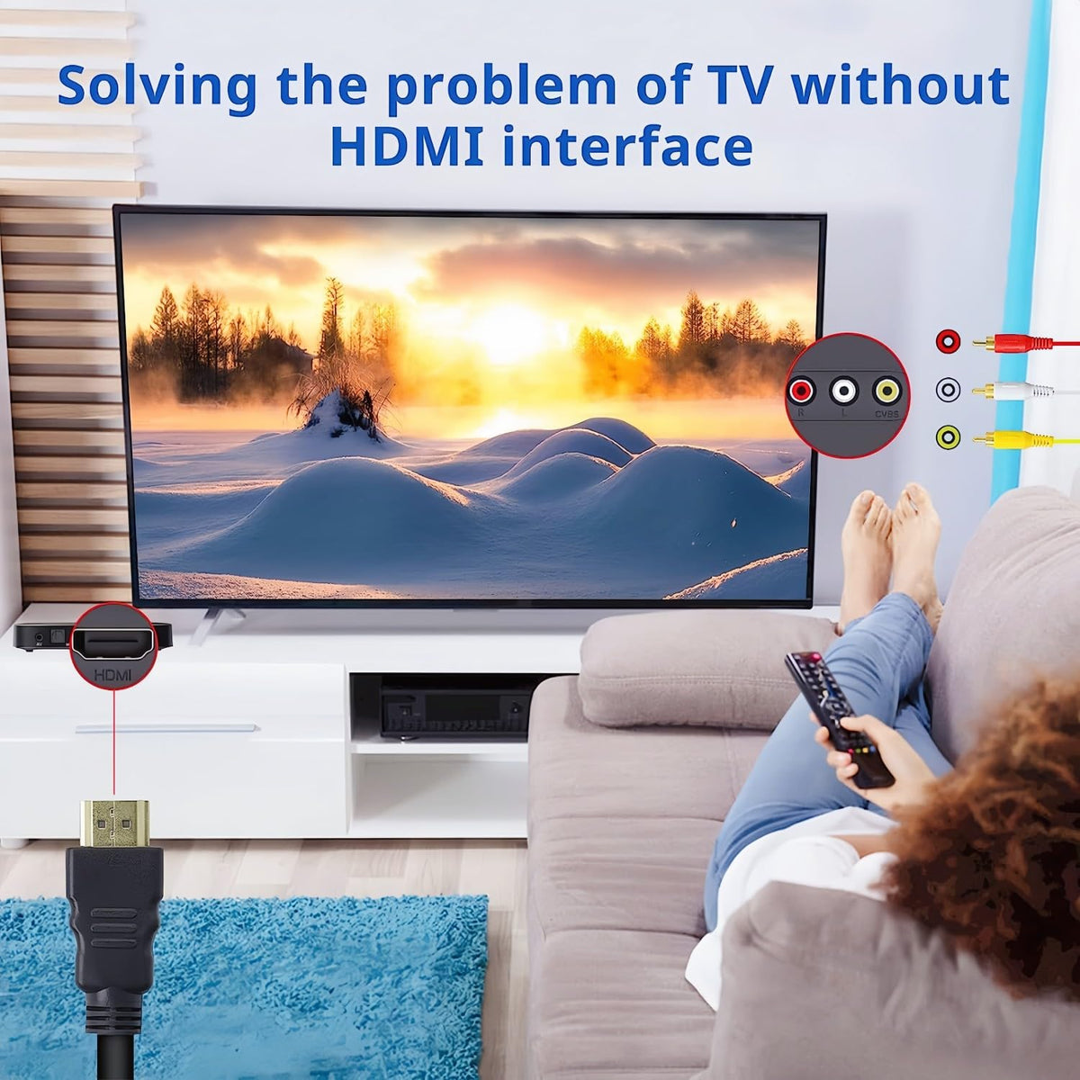 Chenduomi HDMI to RCA TV Cable HDMI Male to 3 RCA Female av Cable Video Audio Component Converter Adapter 1080P Cable for HDTV Black 5ft/1.5m