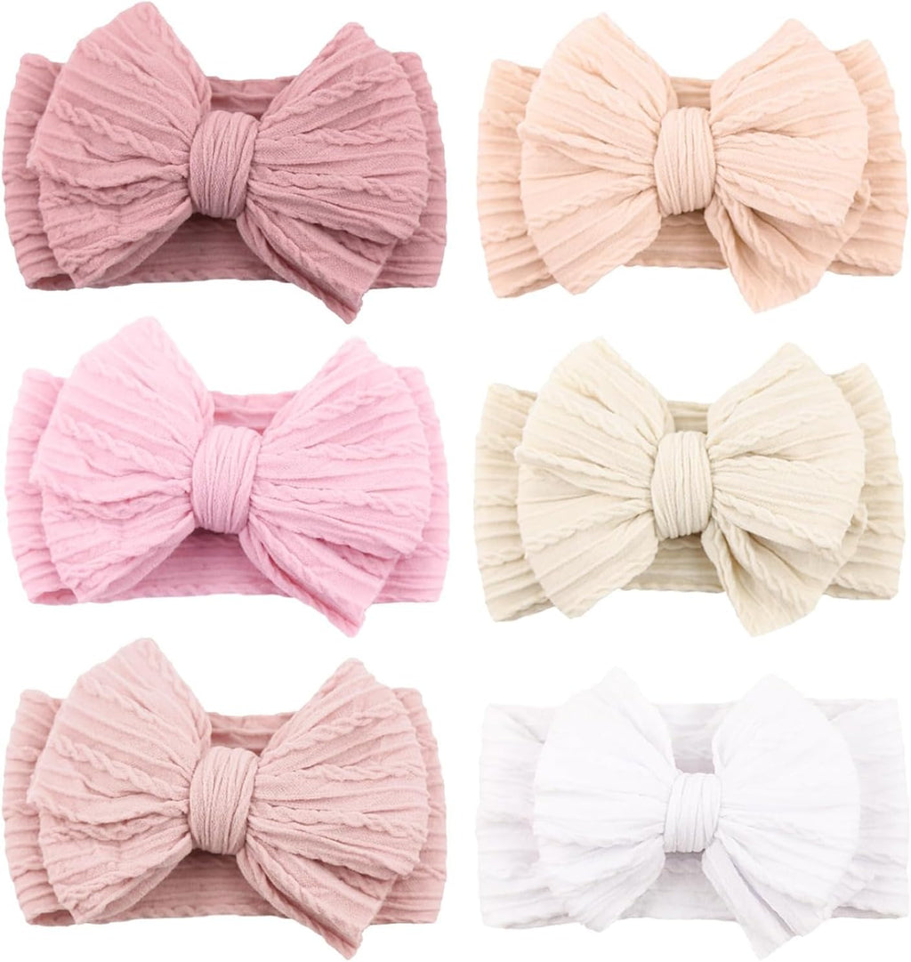 Handmade Baby Headbands Soft Stretchy Nylon Hair Bands with Bows for Newborn Infant Baby Toddler Girls