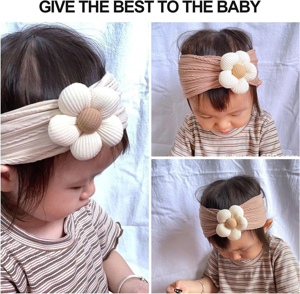 4 Pcs Baby Girls Nylon Headbands Baby Flower Headbands Soft Hairbands Hair Accessories for Newborn Infant Toddler Kids