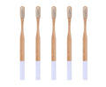 5Pcs Round Bamboo Handle Home Travel Adult Soft Bristles Dental Care Toothbrush-White