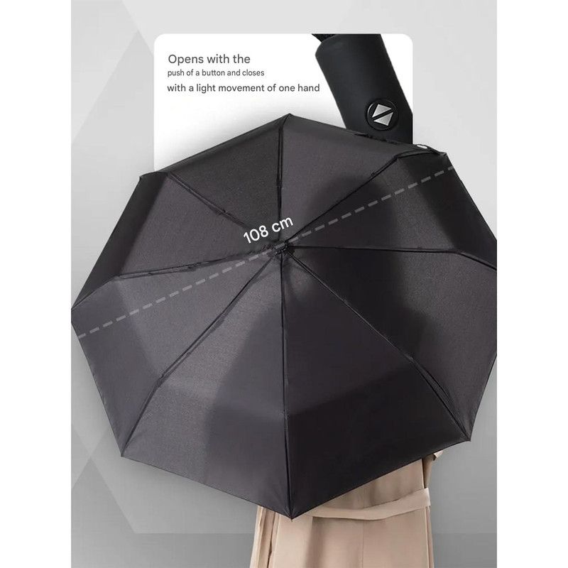 12 Ribs Semi Automatic Foldable Sun Umbrella Large Wind Resistant Portable Travel Umbrella