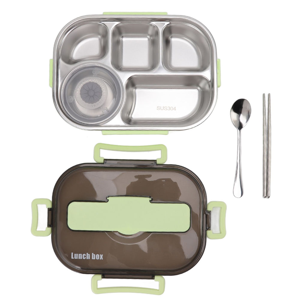 Lunch Container Box Stainless Steel Thermal Lunch Storage Box with Soup Bowl Chopsticks Spoon for Adults Children Green