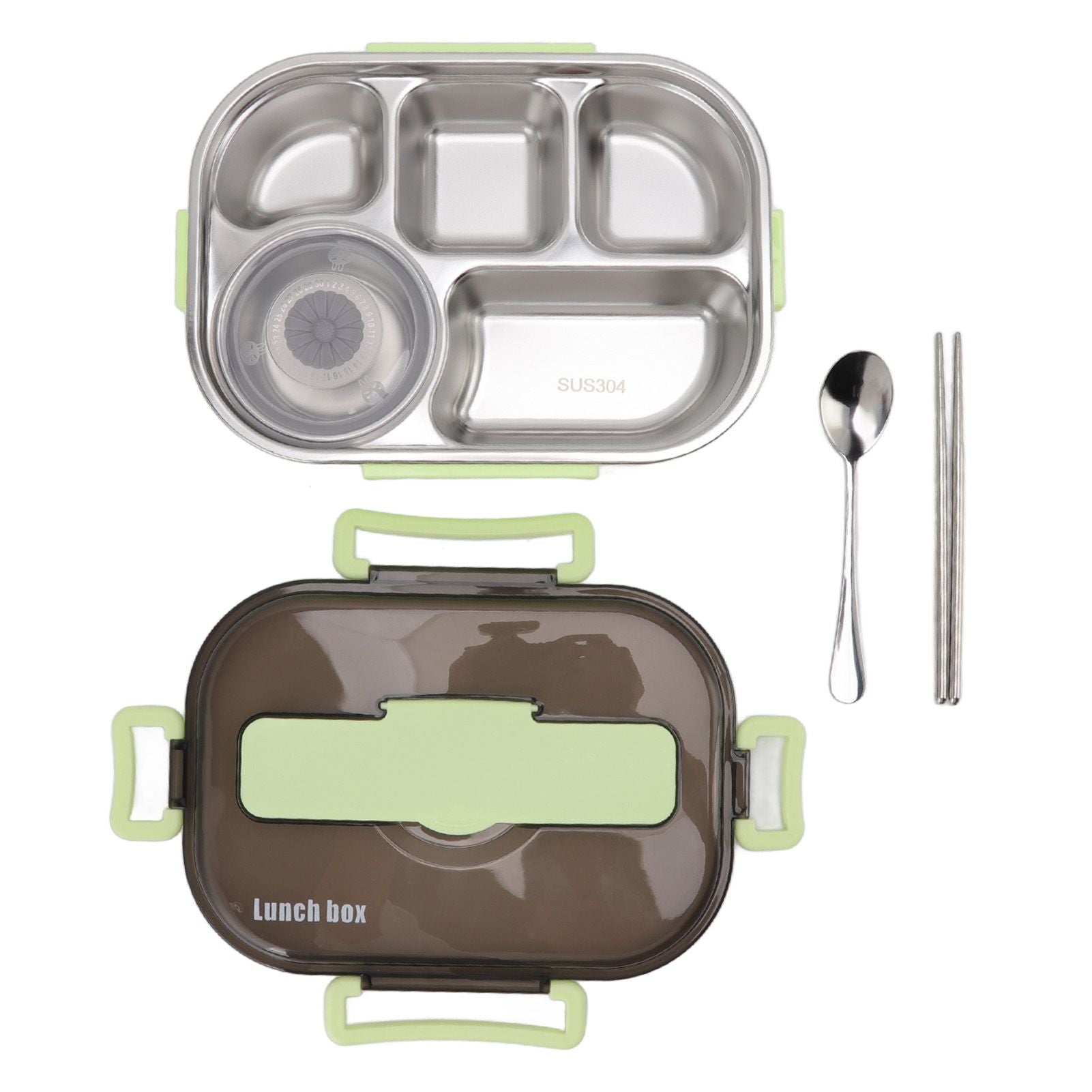 Lunch Container Box Stainless Steel Thermal Lunch Storage Box with Soup Bowl Chopsticks Spoon for Adults Children Green