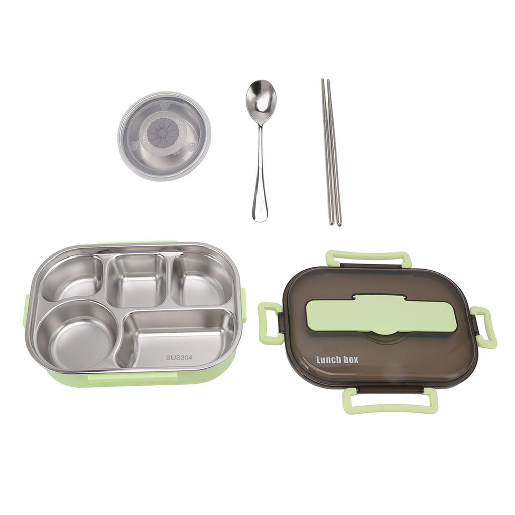 Lunch Container Box Stainless Steel Thermal Lunch Storage Box with Soup Bowl Chopsticks Spoon for Adults Children Green