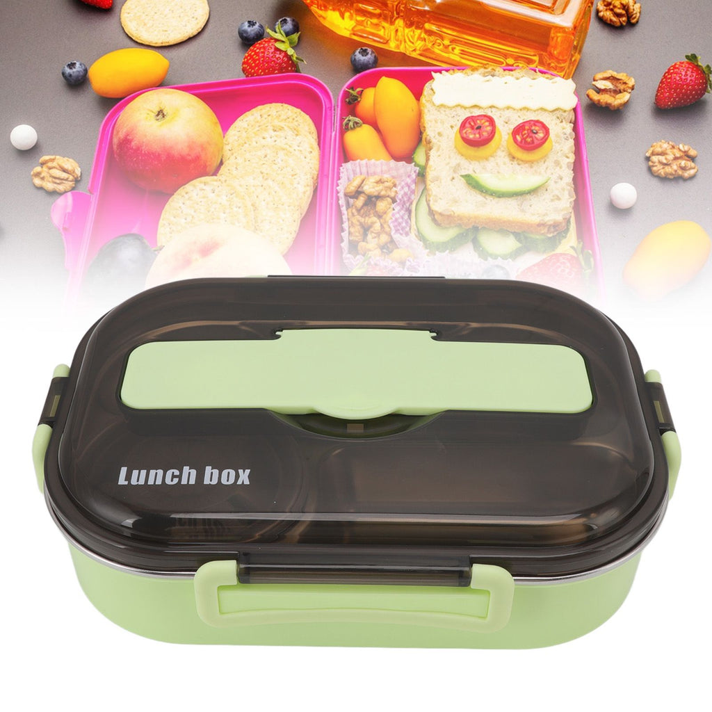 Lunch Container Box Stainless Steel Thermal Lunch Storage Box with Soup Bowl Chopsticks Spoon for Adults Children Green