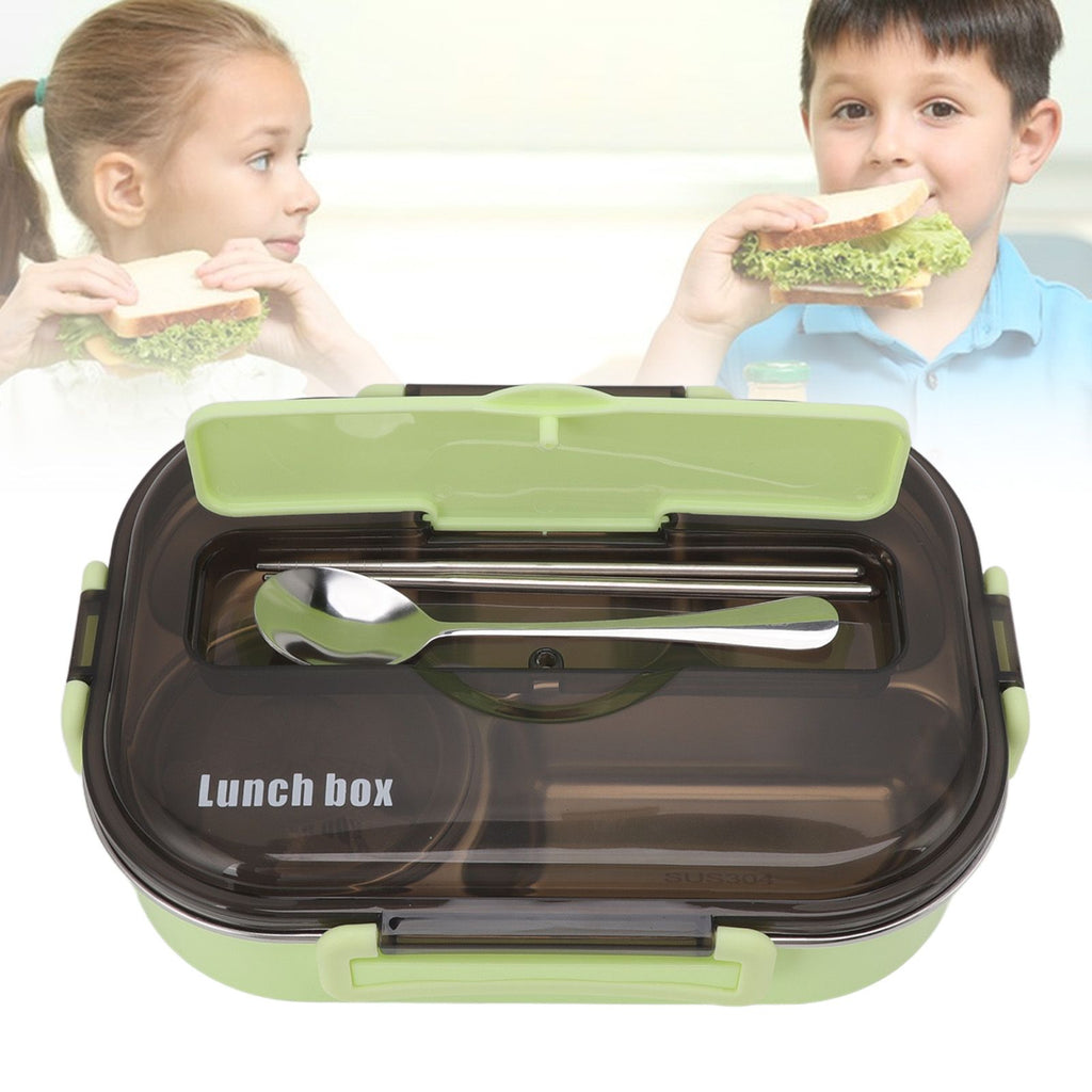Lunch Container Box Stainless Steel Thermal Lunch Storage Box with Soup Bowl Chopsticks Spoon for Adults Children Green