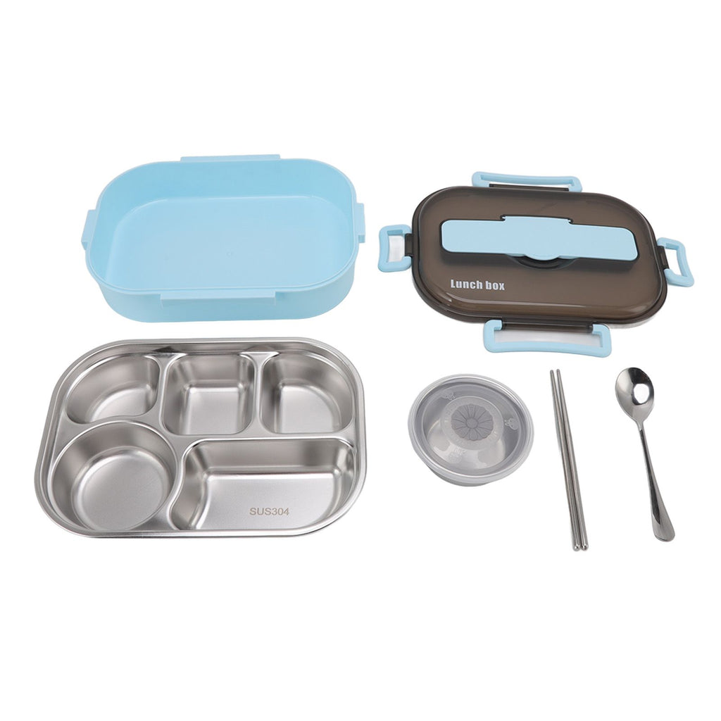 Lunch Container Box Stainless Steel Thermal Lunch Storage Box with Soup Bowl Chopsticks Spoon for Adults Children Blue