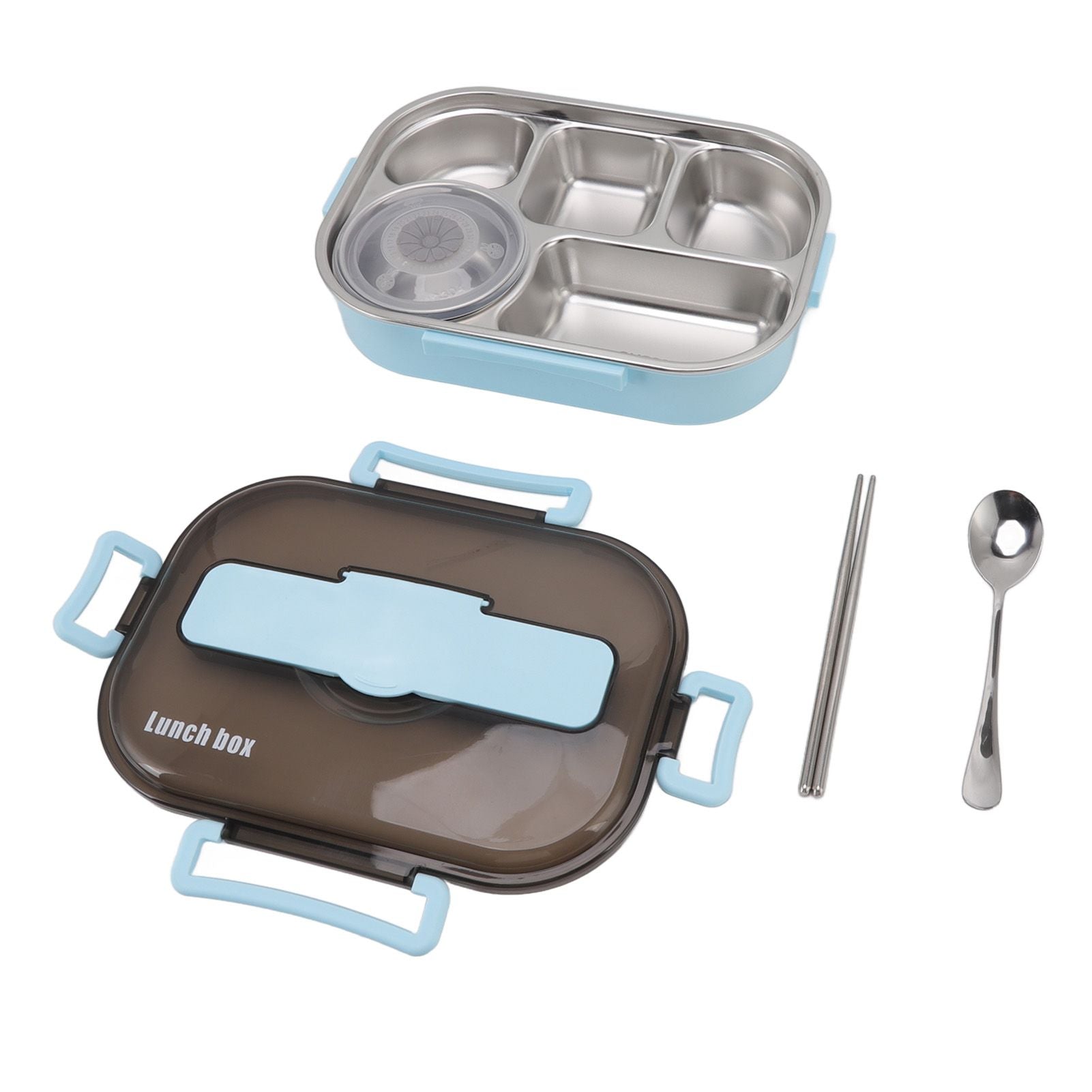 Lunch Container Box Stainless Steel Thermal Lunch Storage Box with Soup Bowl Chopsticks Spoon for Adults Children Blue