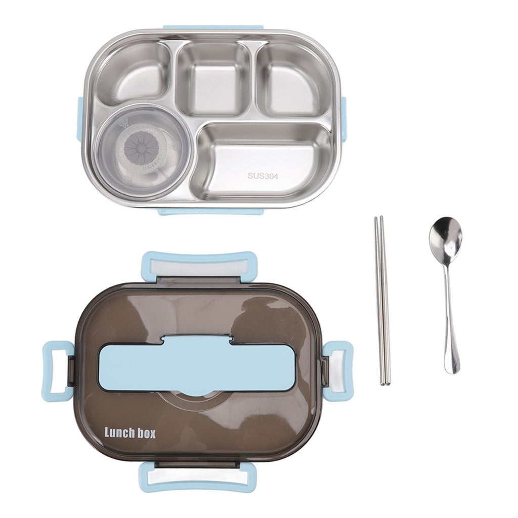 Lunch Container Box Stainless Steel Thermal Lunch Storage Box with Soup Bowl Chopsticks Spoon for Adults Children Blue