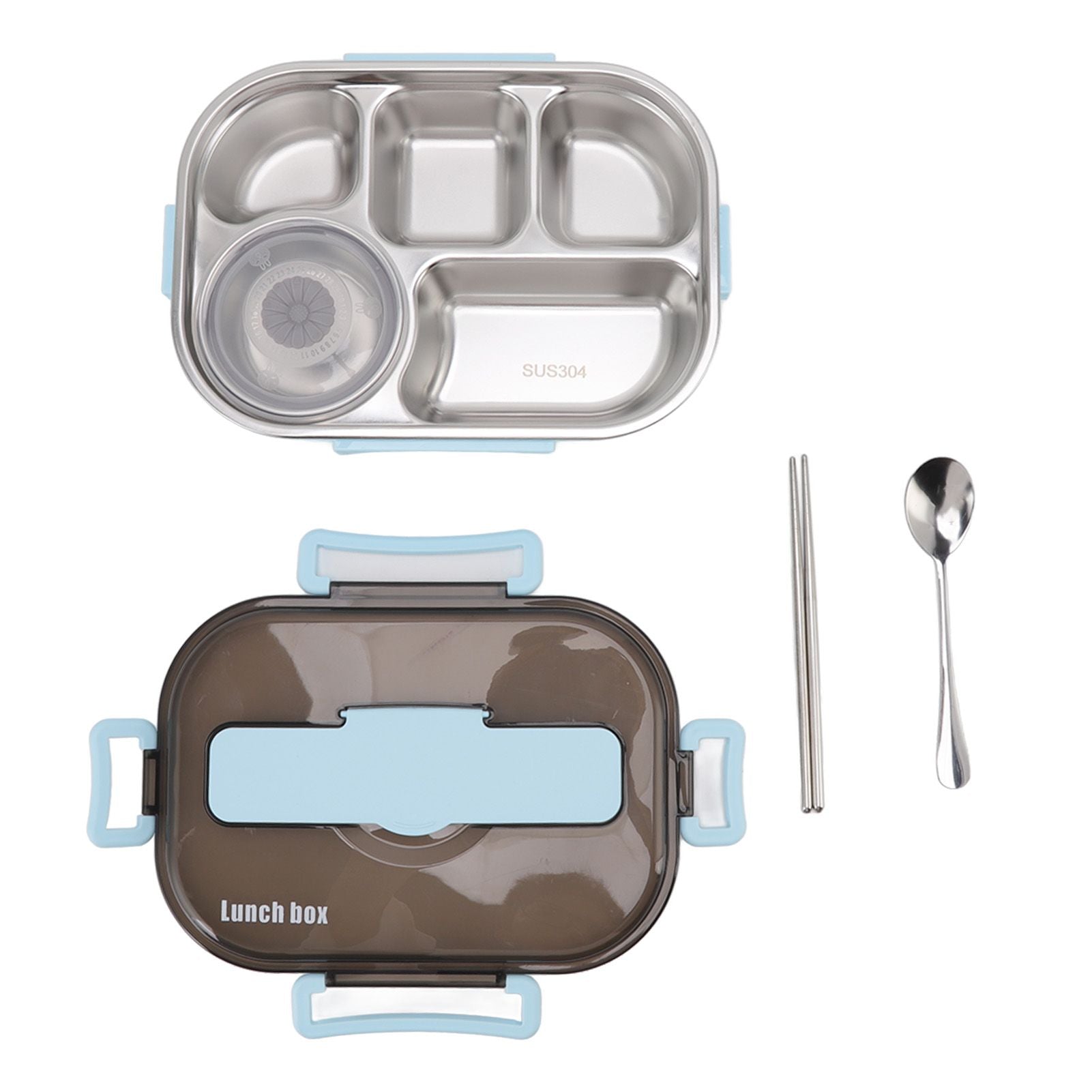 Lunch Container Box Stainless Steel Thermal Lunch Storage Box with Soup Bowl Chopsticks Spoon for Adults Children Blue