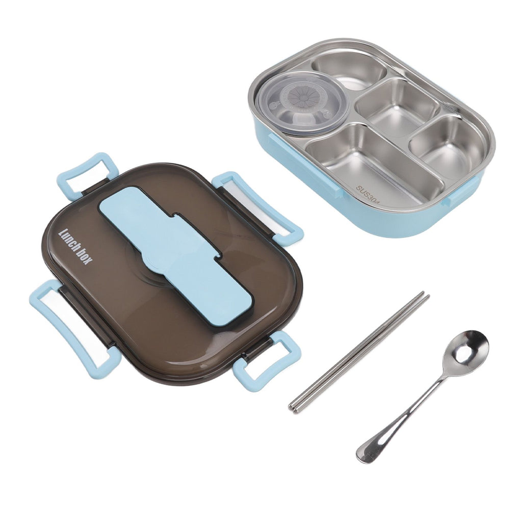 Lunch Container Box Stainless Steel Thermal Lunch Storage Box with Soup Bowl Chopsticks Spoon for Adults Children Blue