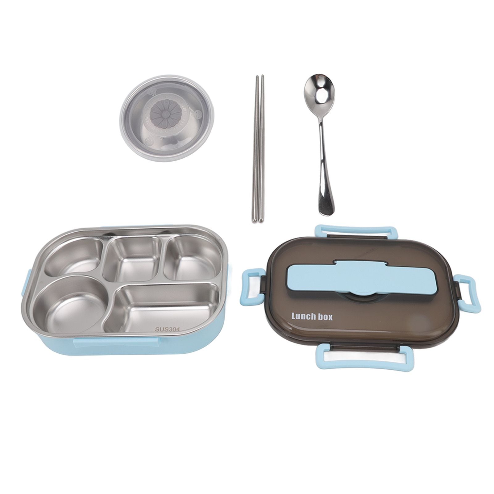 Lunch Container Box Stainless Steel Thermal Lunch Storage Box with Soup Bowl Chopsticks Spoon for Adults Children Blue