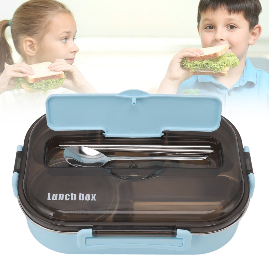 Lunch Container Box Stainless Steel Thermal Lunch Storage Box with Soup Bowl Chopsticks Spoon for Adults Children Blue