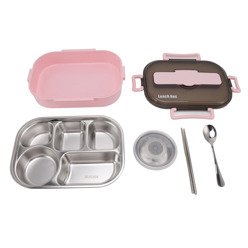 Lunch Container Box Stainless Steel Thermal Lunch Storage Box with Soup Bowl Chopsticks Spoon for Adults Children Pink
