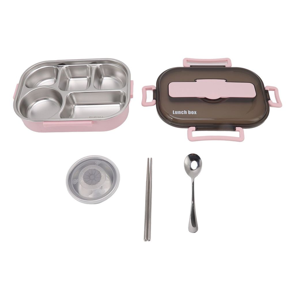 Lunch Container Box Stainless Steel Thermal Lunch Storage Box with Soup Bowl Chopsticks Spoon for Adults Children Pink