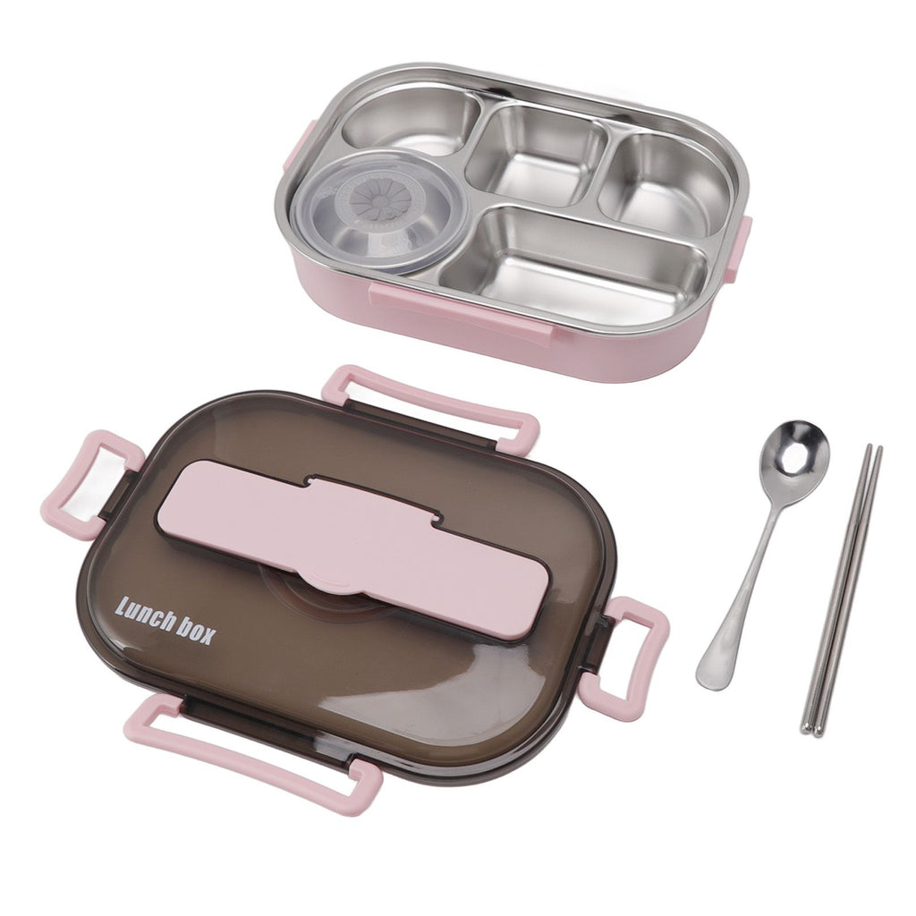 Lunch Container Box Stainless Steel Thermal Lunch Storage Box with Soup Bowl Chopsticks Spoon for Adults Children Pink