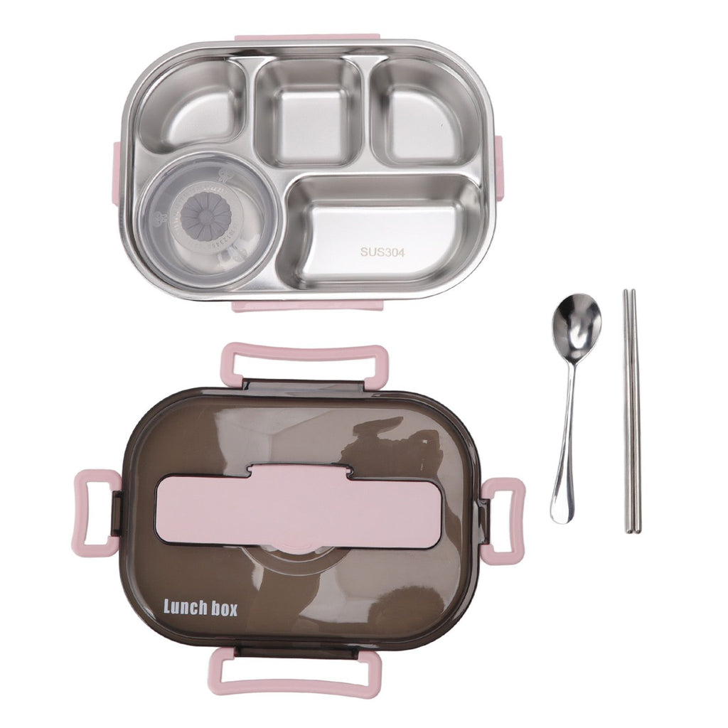 Lunch Container Box Stainless Steel Thermal Lunch Storage Box with Soup Bowl Chopsticks Spoon for Adults Children Pink