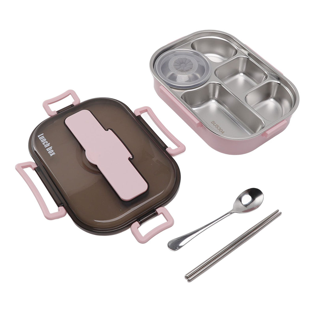 Lunch Container Box Stainless Steel Thermal Lunch Storage Box with Soup Bowl Chopsticks Spoon for Adults Children Pink
