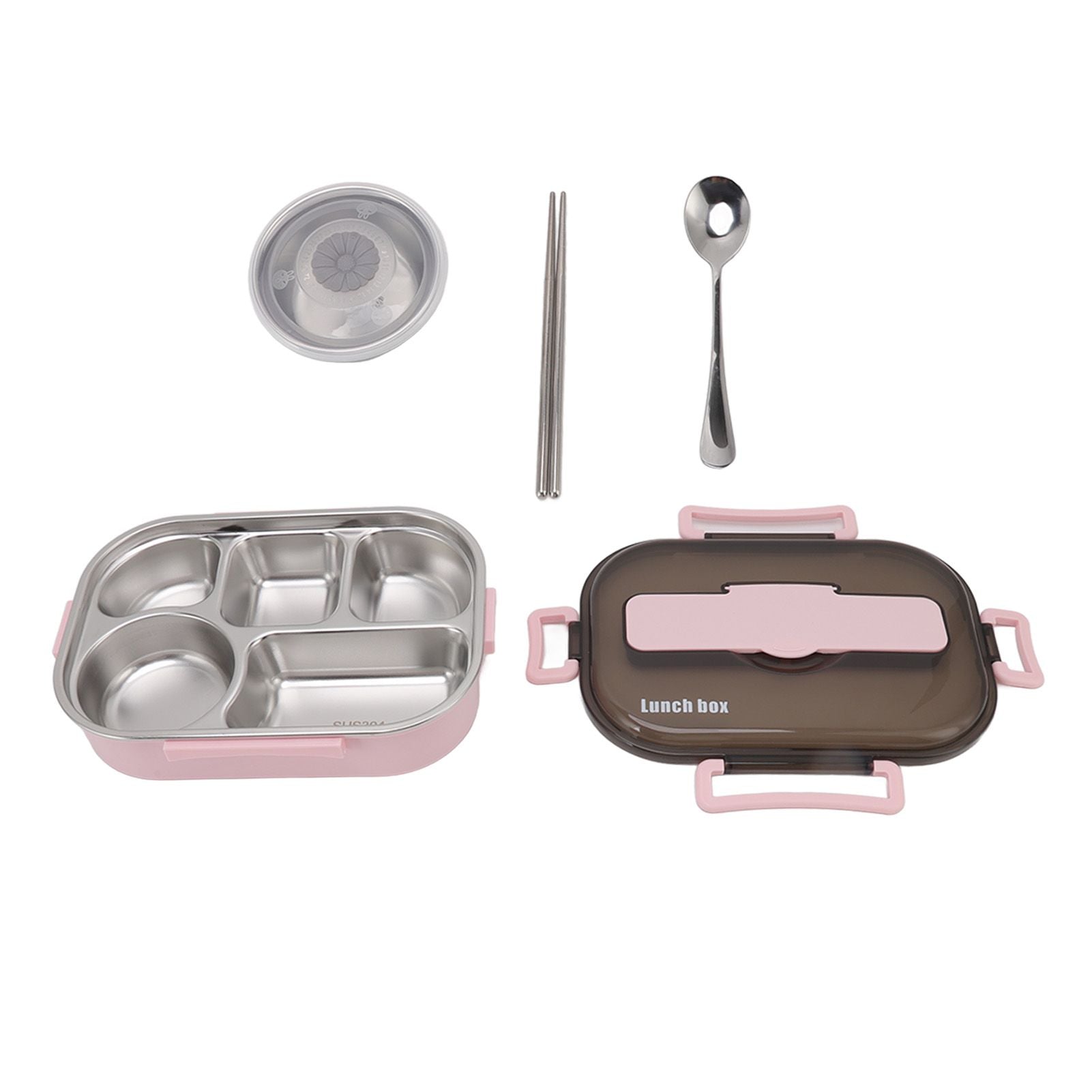 Lunch Container Box Stainless Steel Thermal Lunch Storage Box with Soup Bowl Chopsticks Spoon for Adults Children Pink