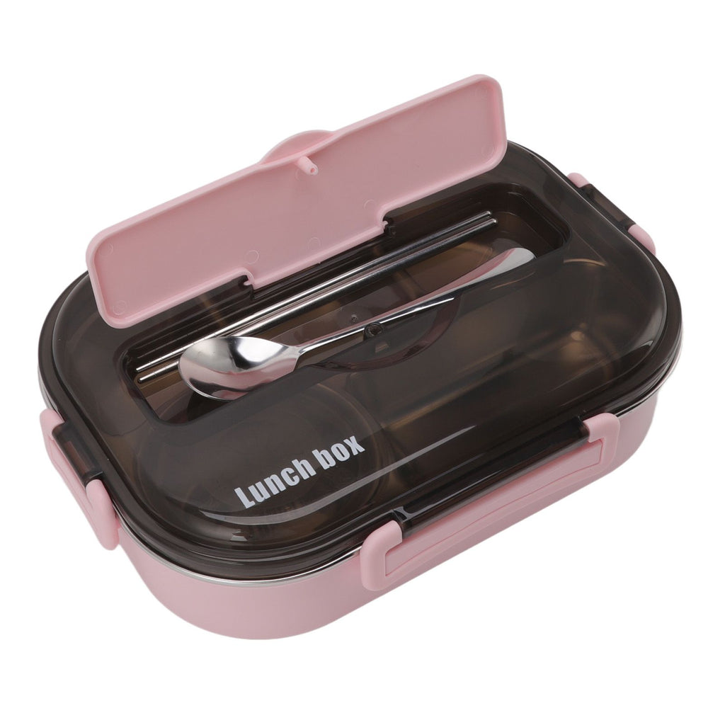 Lunch Container Box Stainless Steel Thermal Lunch Storage Box with Soup Bowl Chopsticks Spoon for Adults Children Pink