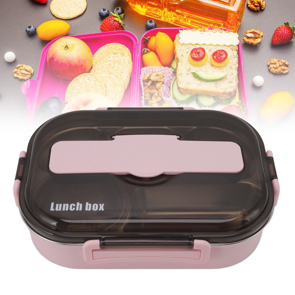 Lunch Container Box Stainless Steel Thermal Lunch Storage Box with Soup Bowl Chopsticks Spoon for Adults Children Pink
