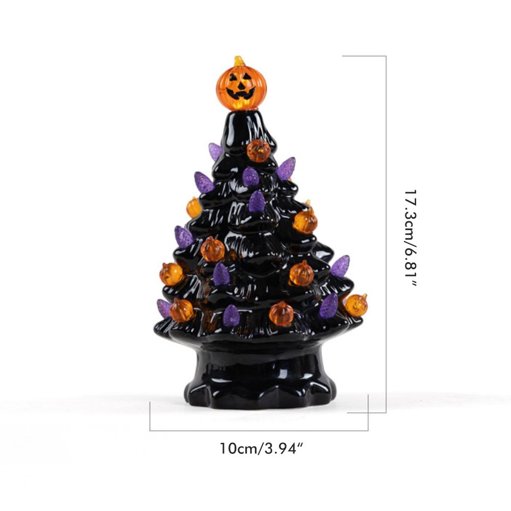 Lighted Ceramic Halloween Tree Tabletop Halloween Decoration Halloween Tree Pumpkin Light