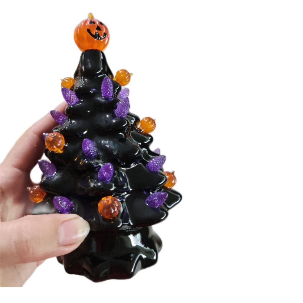 Lighted Ceramic Halloween Tree Tabletop Halloween Decoration Halloween Tree Pumpkin Light