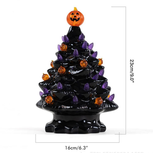 Lighted Ceramic Halloween Tree Tabletop Halloween Decoration Halloween Tree Pumpkin Light