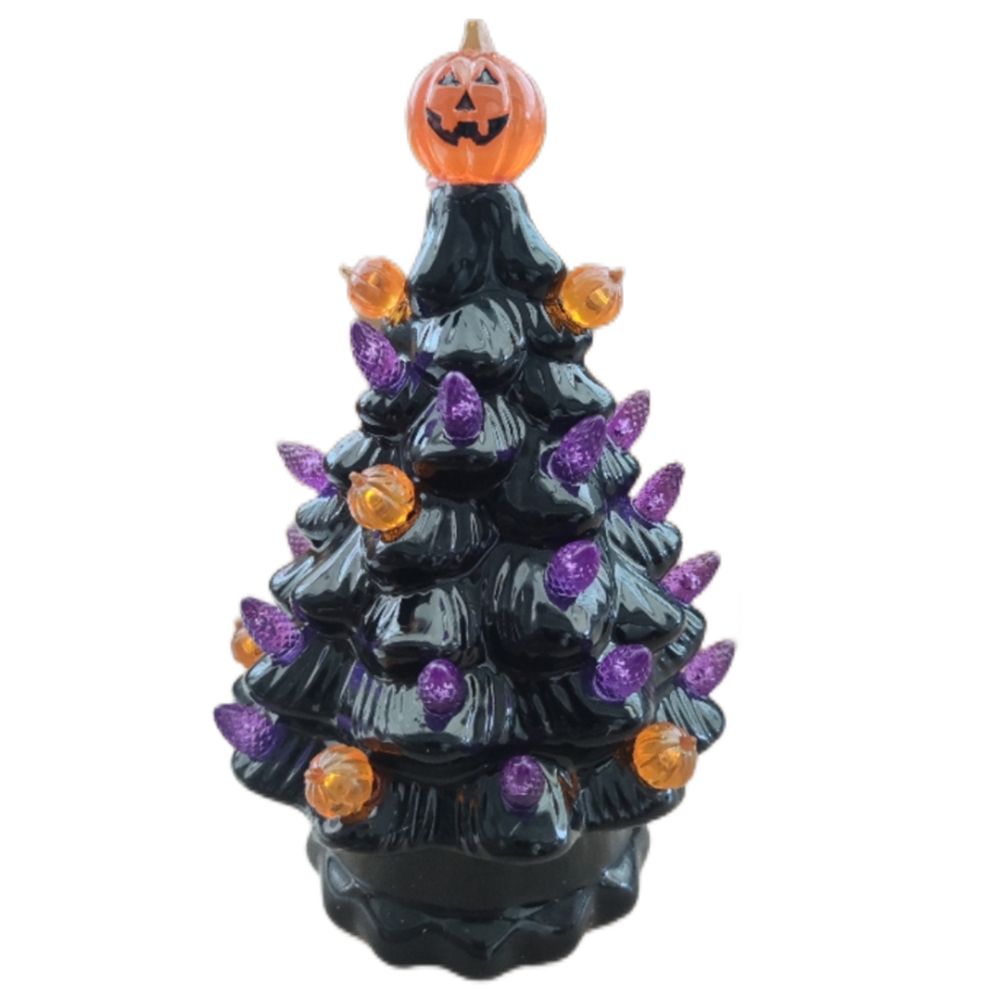 Lighted Ceramic Halloween Tree Tabletop Halloween Decoration Halloween Tree Pumpkin Light