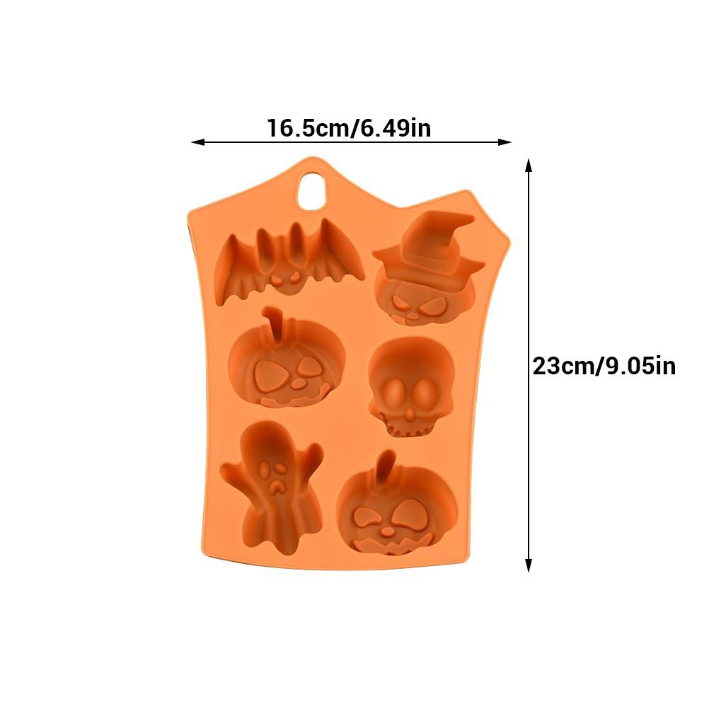 2Pcs Halloween Silicone Baking Molds with Pumpkin Skeleton Head Bat Ghost Shape Cake Mold Cupcake Chocolate Mold Halloween DIY Baking Tools