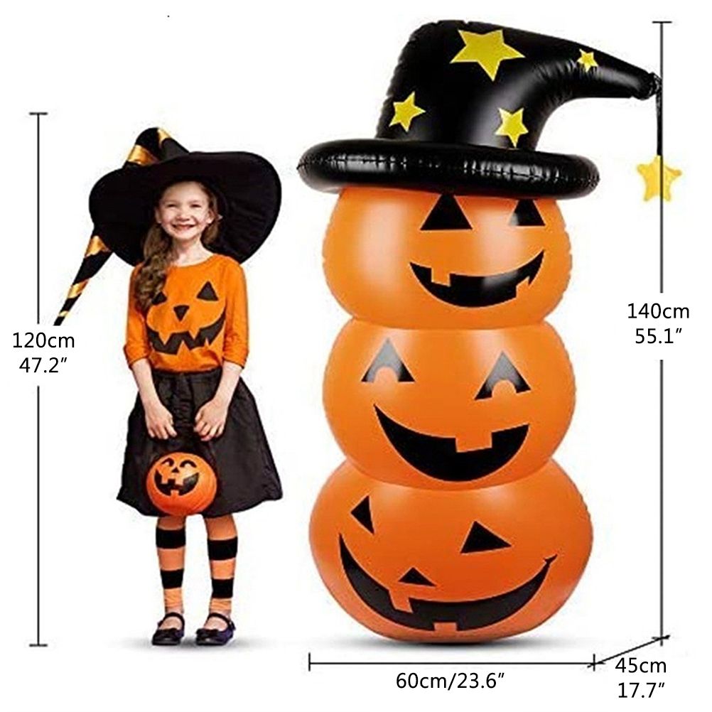 Halloween Pumpkin Tumbler 55.1in PVC Cute Inflatable Halloween Pumpkin Decoration for Outdoor or Indoor Party Supplies