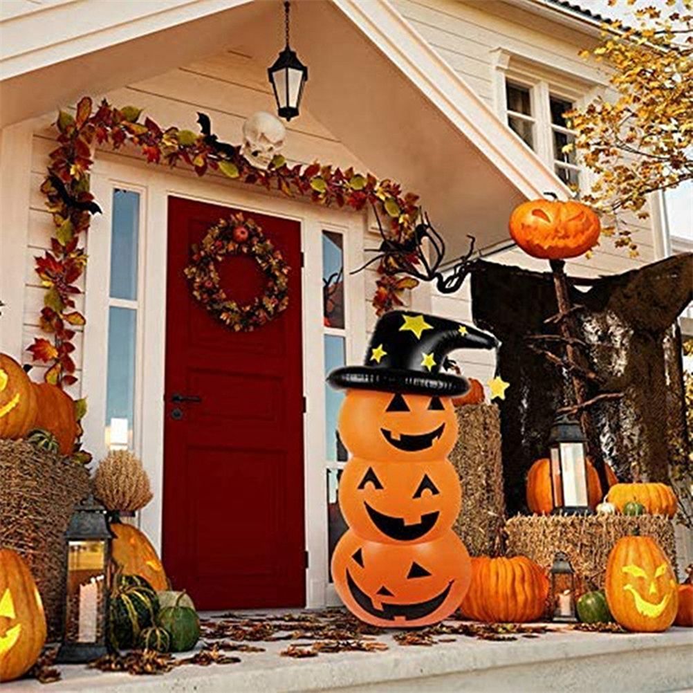 Halloween Pumpkin Tumbler 55.1in PVC Cute Inflatable Halloween Pumpkin Decoration for Outdoor or Indoor Party Supplies