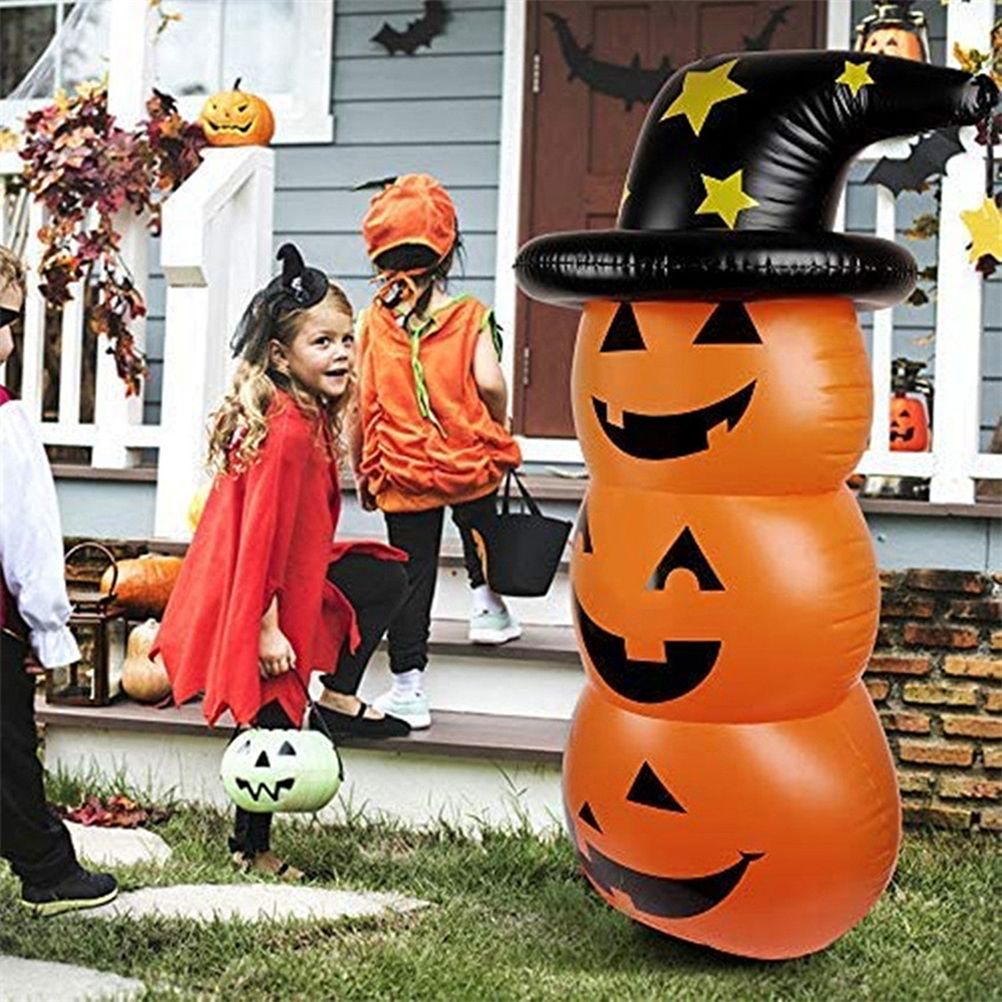 Halloween Pumpkin Tumbler 55.1in PVC Cute Inflatable Halloween Pumpkin Decoration for Outdoor or Indoor Party Supplies