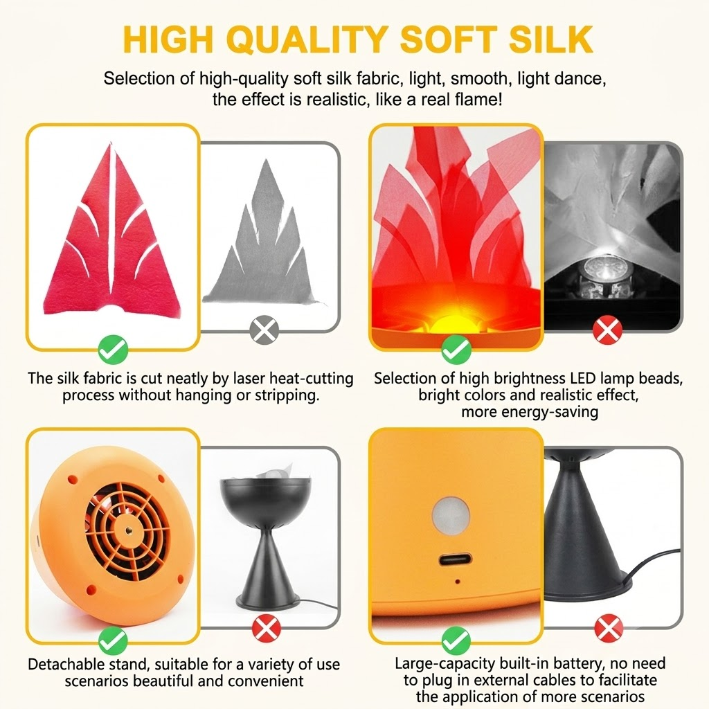 LED Halloween Jack-o'-Lantern Flame Effect Lamp with Dancing Silk Fabric Flame, Rechargeable Atmosphere Light for Party, Bar, Camping, and Home Decor, Dual Color Options Available (Black, Blue Flame)