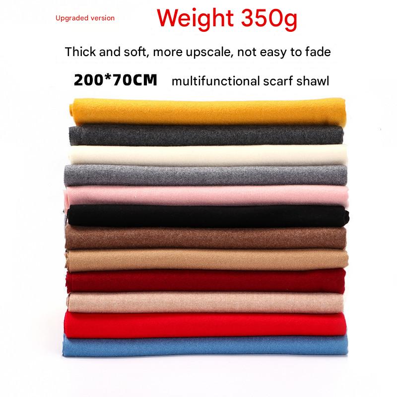 Luxury Cashmere Blend Scarf, Large 200x70cm Fringed Scarf (Ivory)