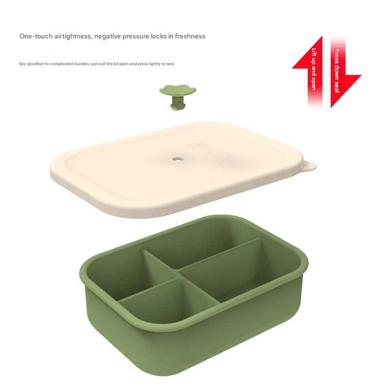 Pink Microwave-Safe Silicone Lunch Box with 4 Compartments - Airtight Bento Box for Work and Travel