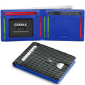 Men's Slim Leather Bifold Wallet - RFID Blocking, 11 Card Slots, ID Window(Carbon Blue)