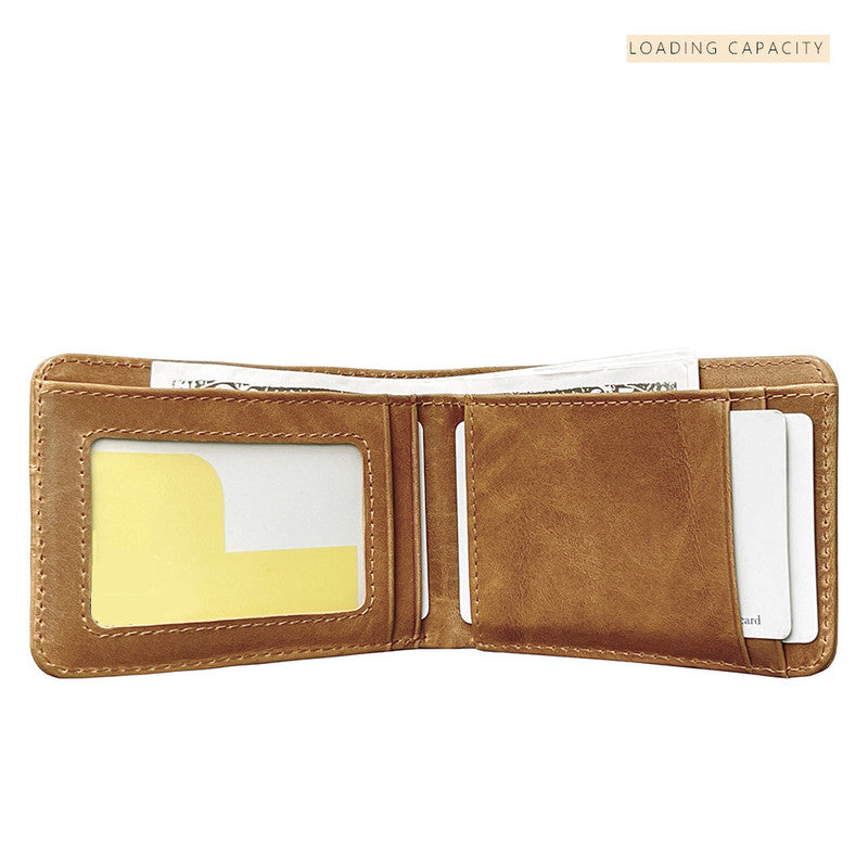 Brown Men's Genuine Leather Wallet Vintage Casual Short Bi-fold Cowhide Money Clip Card Holder