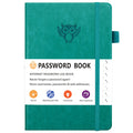 Green Password Log Book with Alphabetical Tabs Internet Address Organizer Small PU Leather Notebook with Owl Design Pen Holder and Inner Pocket Ideal for Home and Office