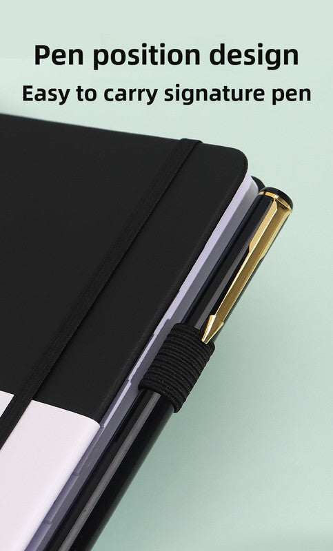 Black Password Book with Alphabetical Tabs B6 Hardcover Internet Address Logbook & Password Organizer with Pen Loop Elastic Band and Inner Pocket