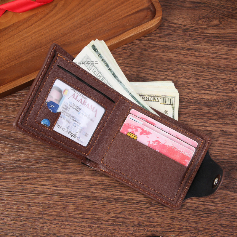 Black Men's PU Leather Wallet with Magnetic Clasp and Zipper Pocket for Cards Cash and Coins Ideal for Daily Use in Australia