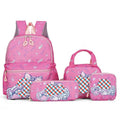 Pink Merlot 4-Piece School Backpack Set – Large Capacity, Durable Nylon, Lightweight Rucksack with Handbag for Years 3–6