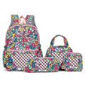 Flower Pattern Backpack Set (4-Piece) – Lightweight, Durable School Bag for Years 3–6