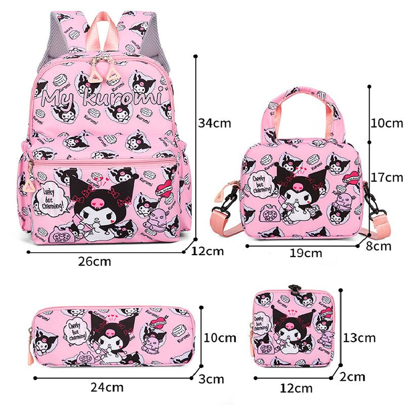 Flower Pattern Backpack Set (4-Piece) – Lightweight, Durable School Bag for Years 3–6