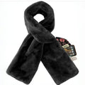 Black Faux Fur Travel Scarf with Hidden Zipper Pocket (15x20cm) – Anti-Theft for Phone & Passport