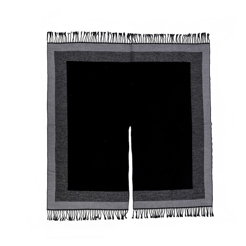 Elegant Grey Women’s Tassel Cape Shawl Scarf – Warm, Multi-Functional Winter Wrap for Home, Travel & Office